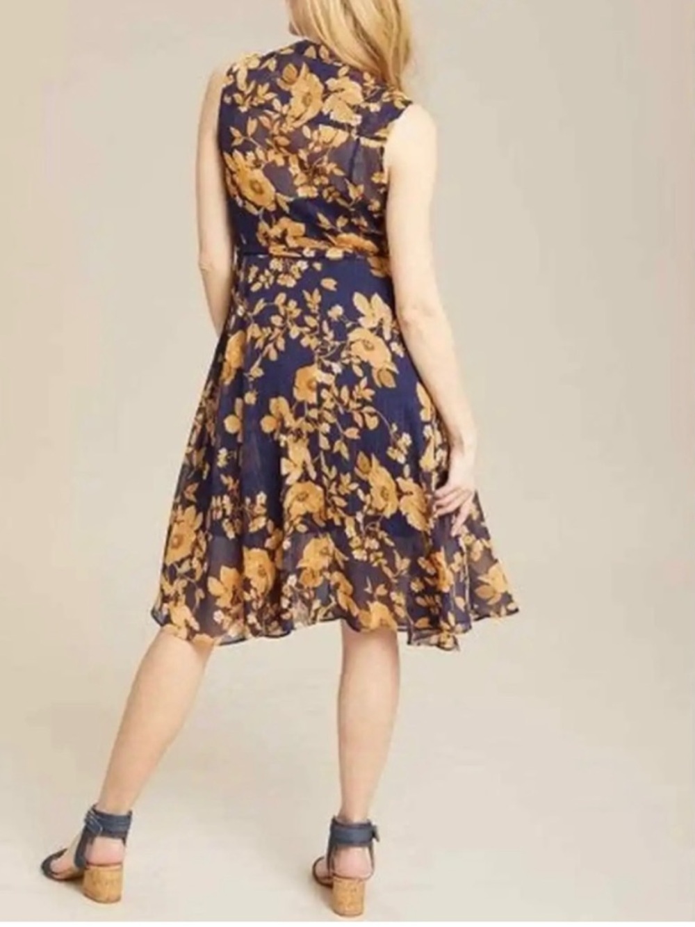 Nanette Lepore sleeveless chiffon floral wrap dress - Picture 3 of 13